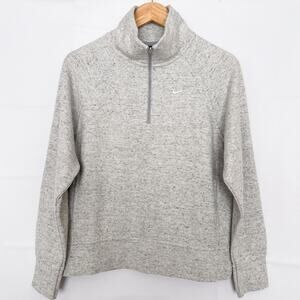 Nike 1/4 Zip Sweater Mock Neck Cozy Knit Mockneck Pockets Size Small Gray